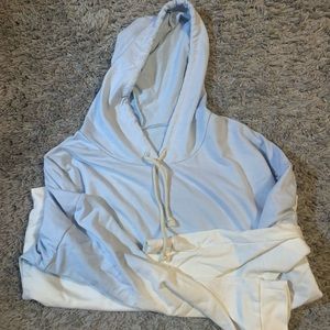 Blue White Gradient Crop Hoodie Size Small